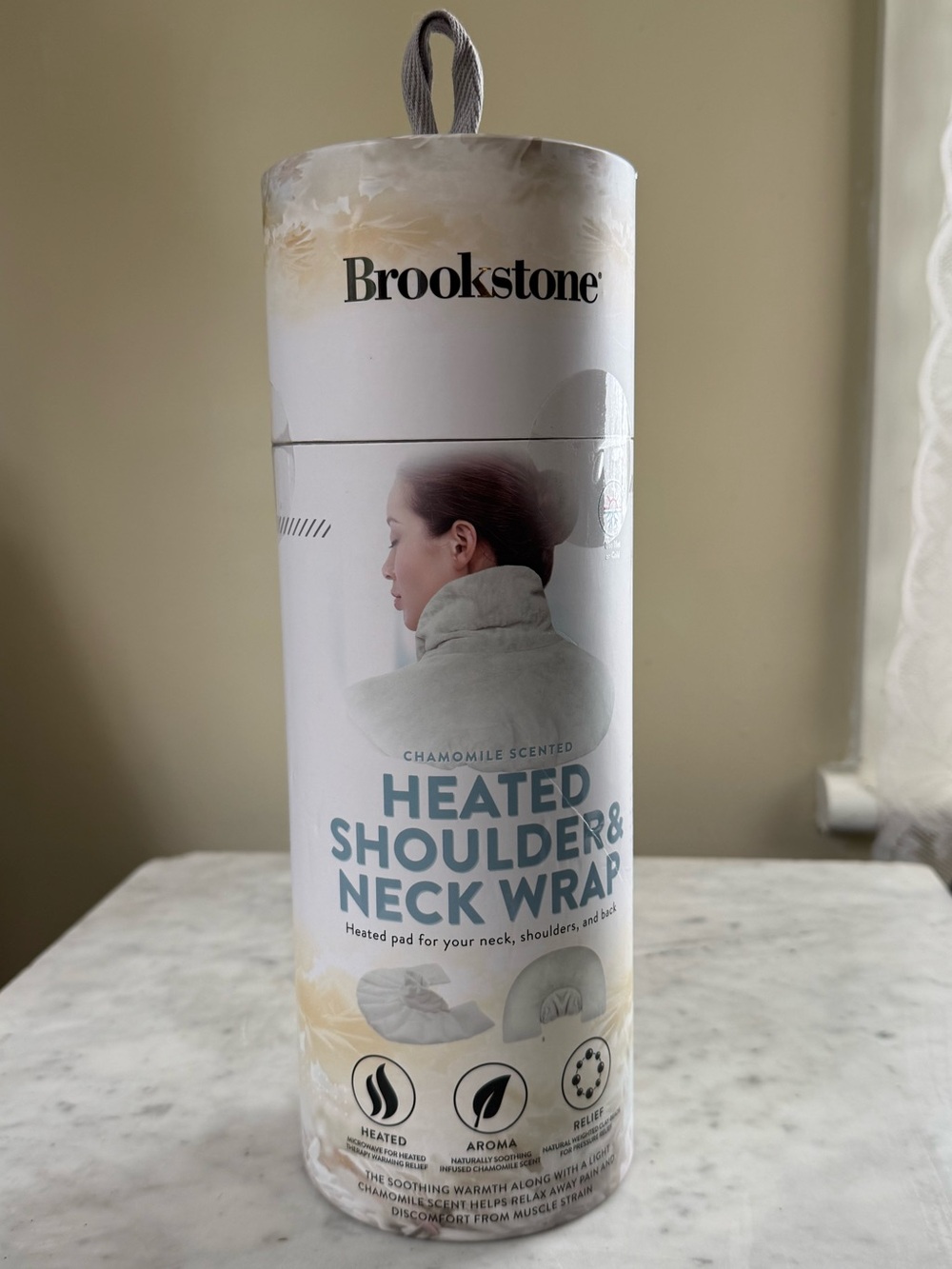 Brookstone Chamomile Scented Heated Shoulder & Neck Wrap - Light Gray